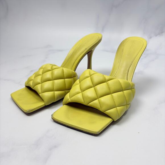 Bottega Veneta Lido Mules Yellow Quilted Heels – Size 40 –